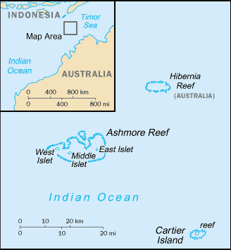 Ashmore and Cartier Islands map (World Factbook)