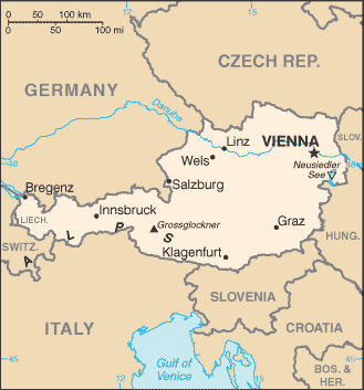 Austria map (World Factbook)