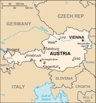Austria map (World Factbook, modified)