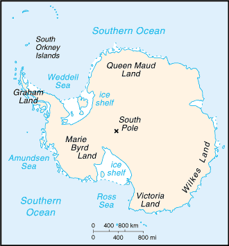 Antarctica (very general) map (World Factbook)