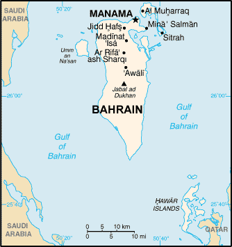 Bahrain map (World Factbook, modified) - Click Image to Close