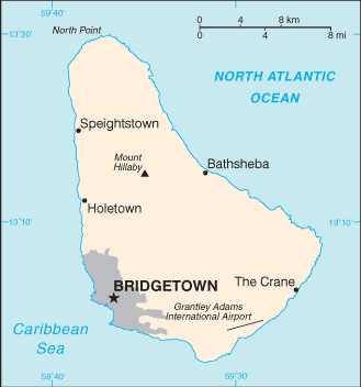 Barbados map (World Factbook)