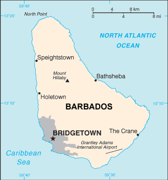 Barbados map (World Factbook, modified) - Click Image to Close