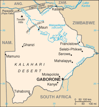 Botswana map (World Factbook)