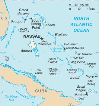 Bahamas, The map (World Factbook) - Click Image to Close