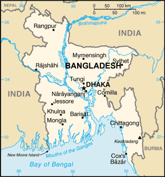 Bangladesh map (World Factbook, modified)
