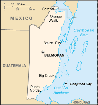 Belize map (World Factbook)
