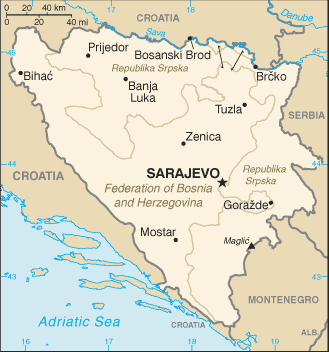 Bosnia and Herzegovina map (World Factbook)