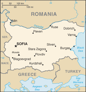 Bulgaria map (World Factbook)