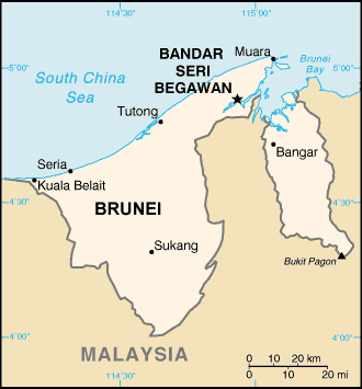 Brunei map (World Factbook, modified) - Click Image to Close