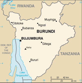 Burundi map (World Factbook, modified)
