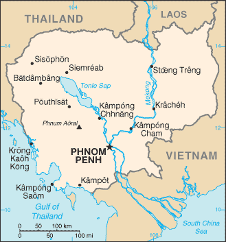 Cambodia map (World Factbook)