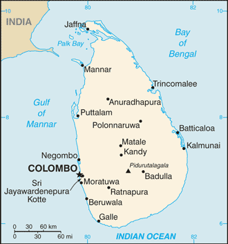 Sri Lanka map (World Factbook)