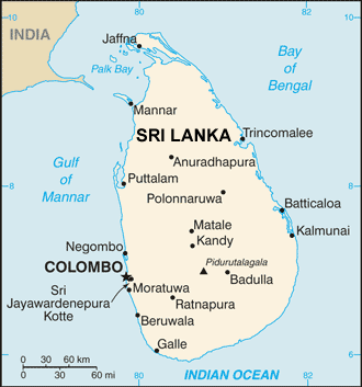 Sri Lanka map (World Factbook, modified)