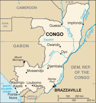 Congo, Republic of the map (World Factbook, modified)