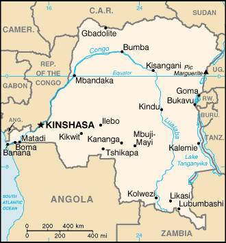 Congo, Democratic Republic of the map (World Factbook)
