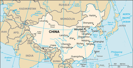 China map (World Factbook, modified)