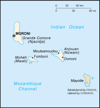 Comoros map (World Factbook)