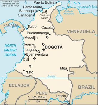 Colombia map (World Factbook) - Click Image to Close