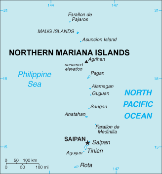 Northern Mariana Islands map (World Factbook, modified) - Click Image to Close