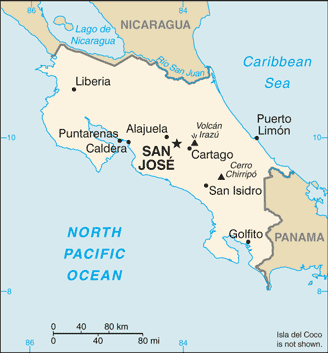 Costa Rica map (World Factbook) - Click Image to Close