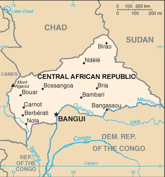 Central African Republic map (World Factbook, modified) - Click Image to Close