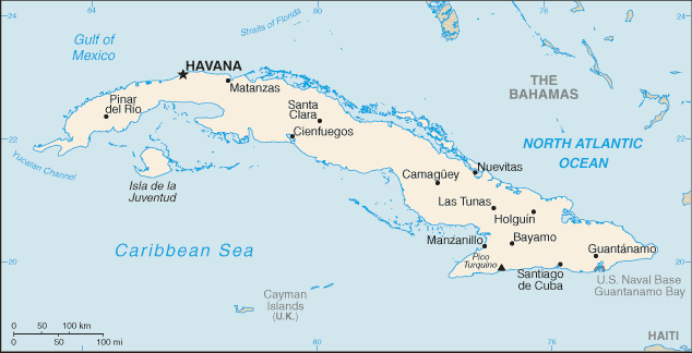 Cuba map (World Factbook)