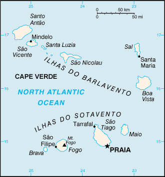 Cape Verde map (World Factbook, modified) - Click Image to Close