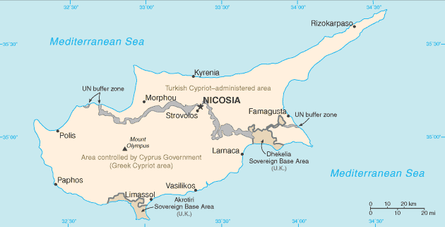 Cyprus map (World Factbook)
