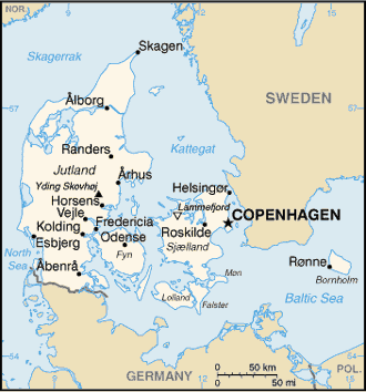 Denmark map (World Factbook)