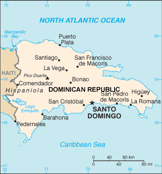 Dominican Republic map (World Factbook, modified)