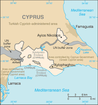 Cyprus (Dhekelia Soverign Base Area) map (World Factbook)