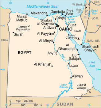 Egypt map (World Factbook, modified)