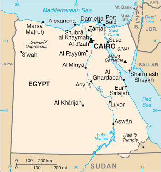 Egypt map (World Factbook, modified) - Click Image to Close