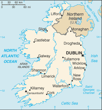 Ireland map (World Factbook)
