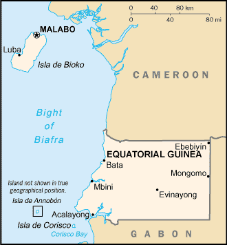 Equatorial Guinea map (World Factbook, modified) - Click Image to Close