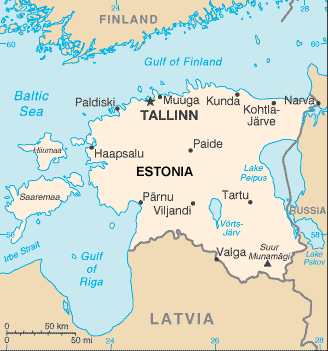 Estonia map (World Factbook, modified) - Click Image to Close