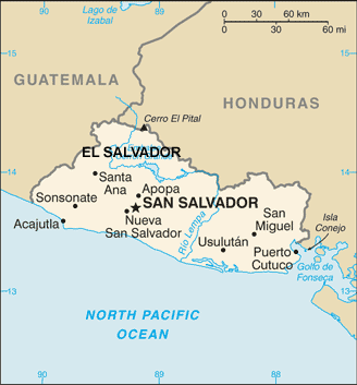 El Salvador map (World Factbook, modified)