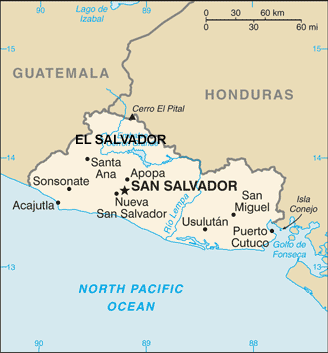 El Salvador map (World Factbook, modified) - Click Image to Close