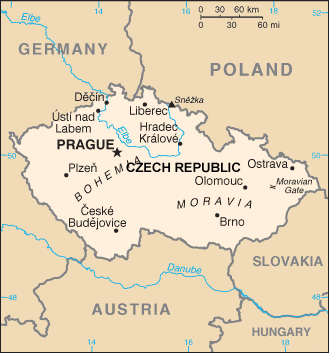 Czech Republic map (World Factbook, modified) - Click Image to Close