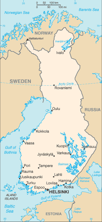 Finland map (World Factbook)
