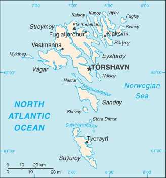 Faroe Islands map (World Factbook)