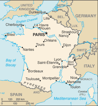 France map (World Factbook)