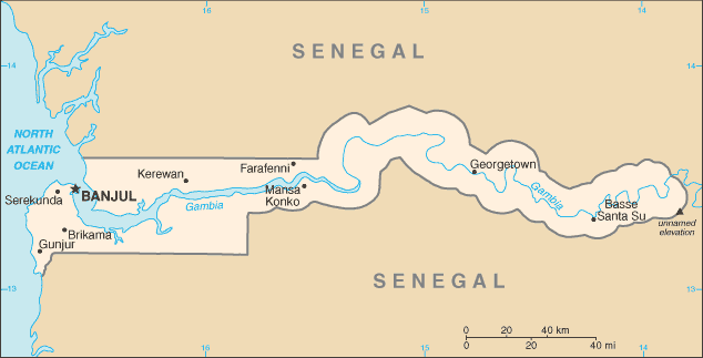 Gambia, The map (World Factbook)