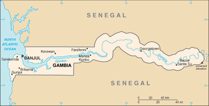 Gambia, The map (World Factbook, modified) - Click Image to Close