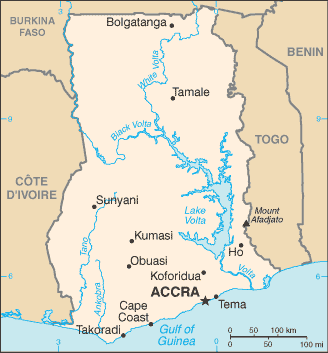 Ghana map (World Factbook)
