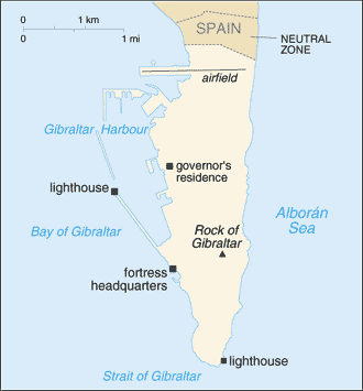 Gibraltar map (World Factbook)