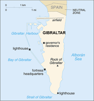 Gibraltar map (World Factbook, modified)