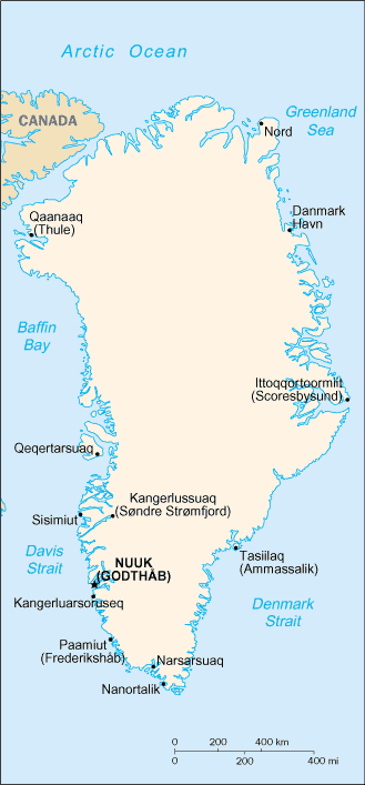 Greenland map (World Factbook)