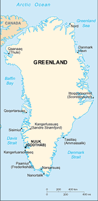 Greenland map (World Factbook, modified) - Click Image to Close